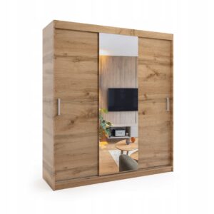 Szafa przesuwna trzydrzwiowa - MOLI Dąb WOTAN 250 x 205 cm, 16 mm...
