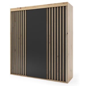 Szafa przesuwna trzydrzwiowa z lamelami - LAGOS 210 x 225 cm, 18 mm