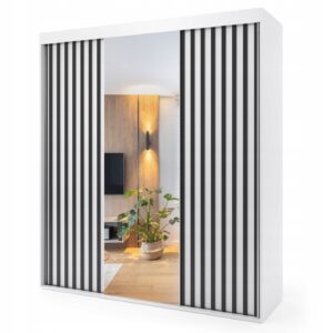 Szafa przesuwna trzydrzwiowa z lamelami - LIZBONA 200 x 215 cm, 18 mm