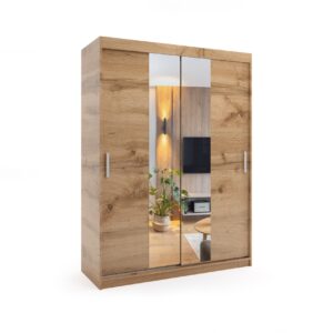 Szafa przesuwna dwudrzwiowa - PARIS PREMIUM Dąb Wotan 140 x 205 cm, 16 mm