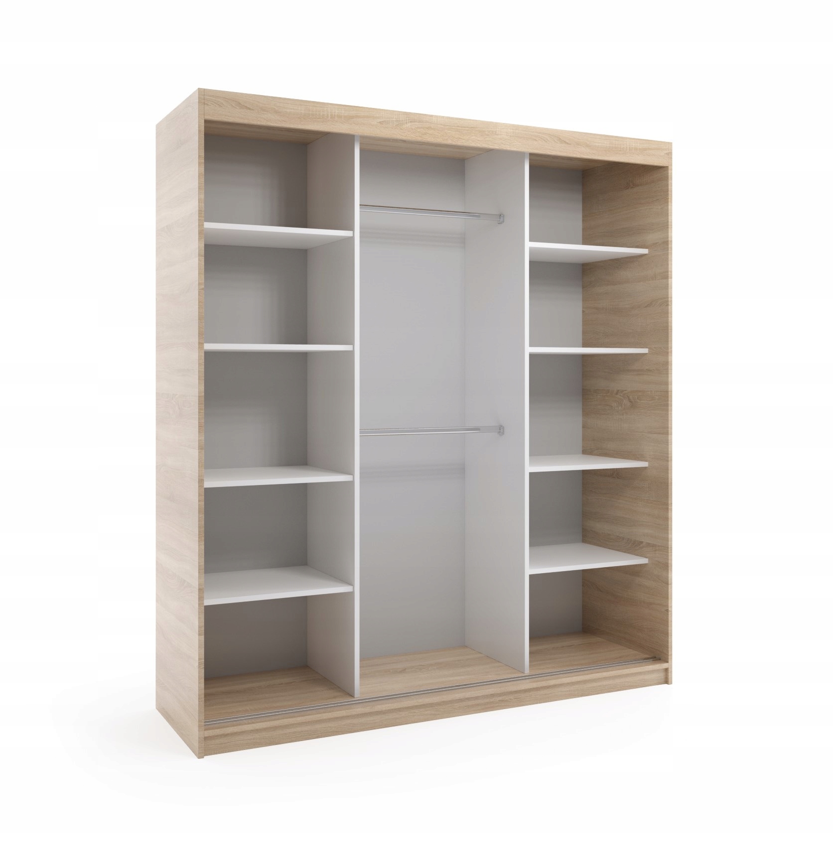 Szafa przesuwna trzydrzwiowa - MOLI Dąb Sonoma + Biały 210 x 205 cm, 16 mm - obrazek 6