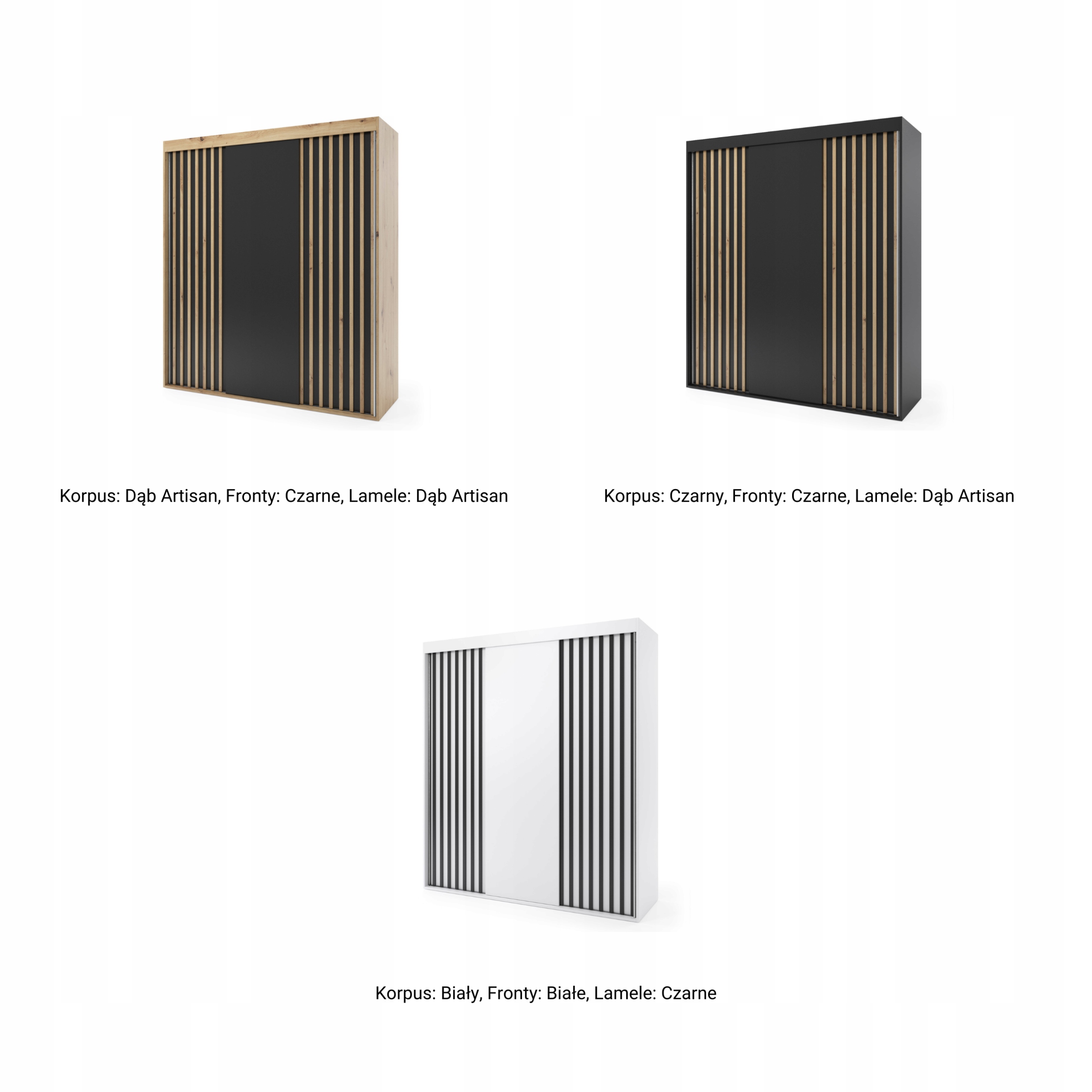 Szafa przesuwna trzydrzwiowa z lamelami - LAGOS 200 x 225 cm, 18 mm - obrazek 12