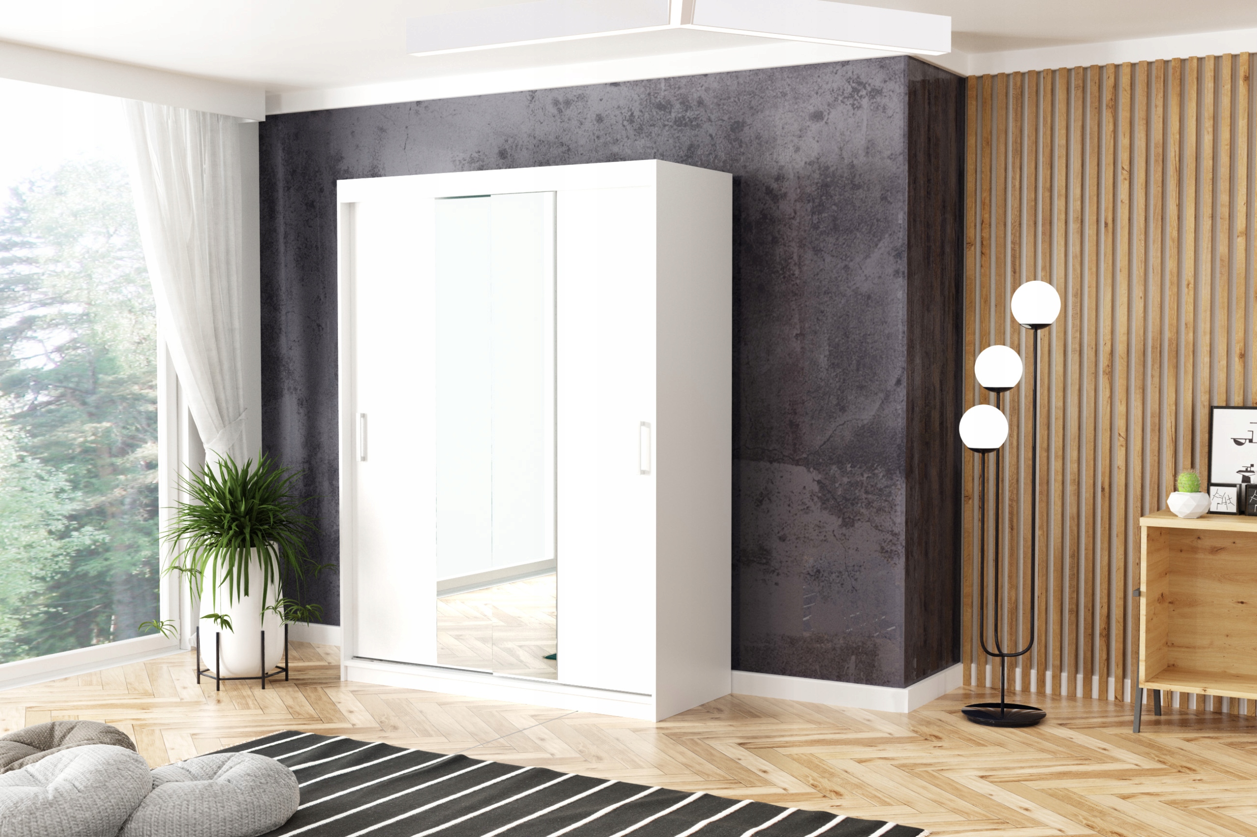 Szafa przesuwna dwudrzwiowa - PARIS Biała 140 x 205 cm, 16 mm - obrazek 5