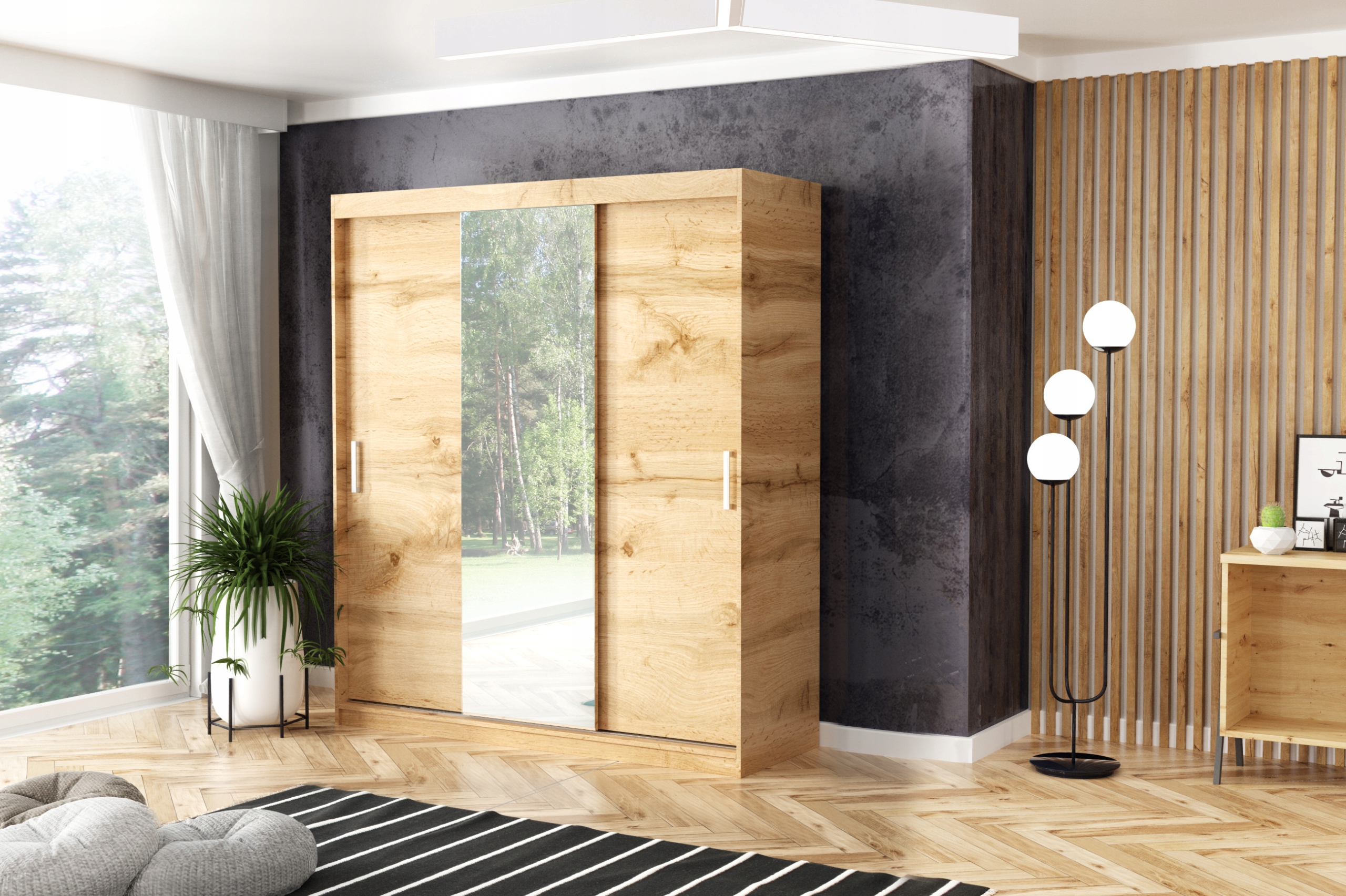 Szafa przesuwna trzydrzwiowa - MOLI Dąb WOTAN 230 x 205 cm, 16 mm... - obrazek 5