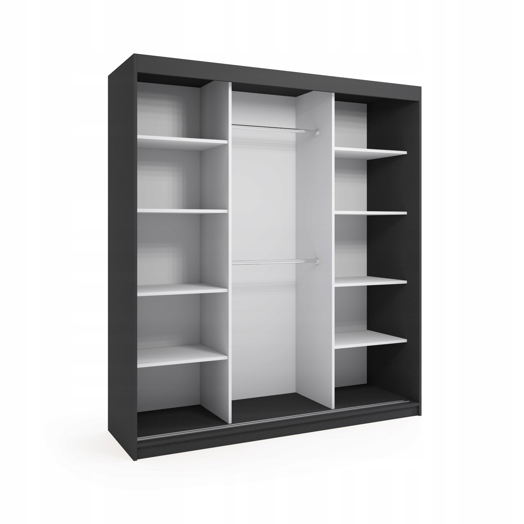 Szafa przesuwna trzydrzwiowa - MOLI Czarna 250 x 205 cm, 16 mm - obrazek 5