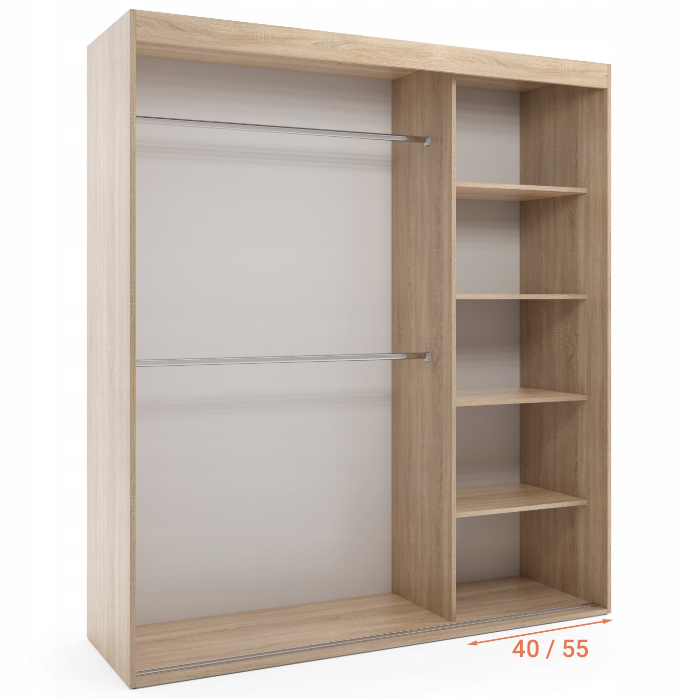 ..Szafa przesuwna dwudrzwiowa z lamelami - SYCYLIA 150 x 255 cm, 18 mm - obrazek 3