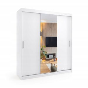 Szafa przesuwna trzydrzwiowa - MOLI Biała 240 x 205 cm, 16 mm