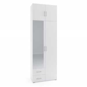 Szafa dwudrzwiowa GABI 3 z lustrem i nadstawką 80 x 242 x 46 cm BIAŁA