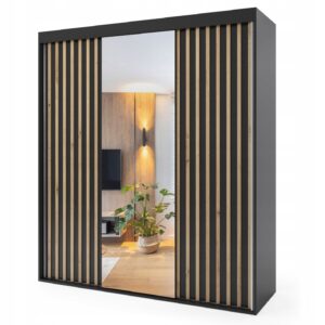 Szafa przesuwna trzydrzwiowa z lamelami - LIZBONA 250 x 215 cm, 18 mm