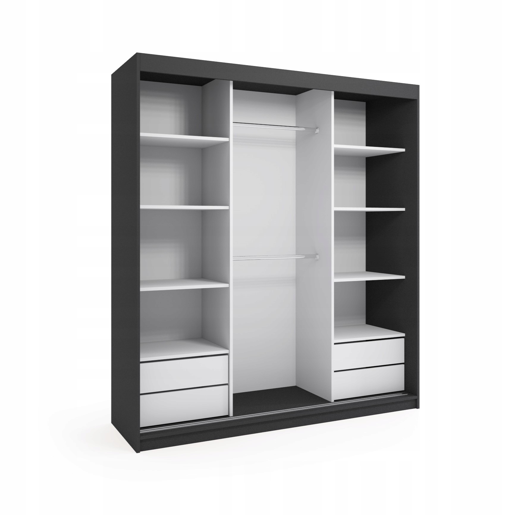 Szafa przesuwna trzydrzwiowa - MOLI Czarna 250 x 205 cm, 16 mm - obrazek 7
