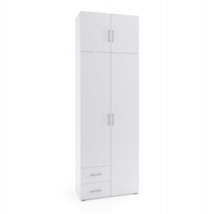 Szafa dwudrzwiowa GABI 3 bez lustra z nadstawką 80 x 242 x 46 cm BIAŁA