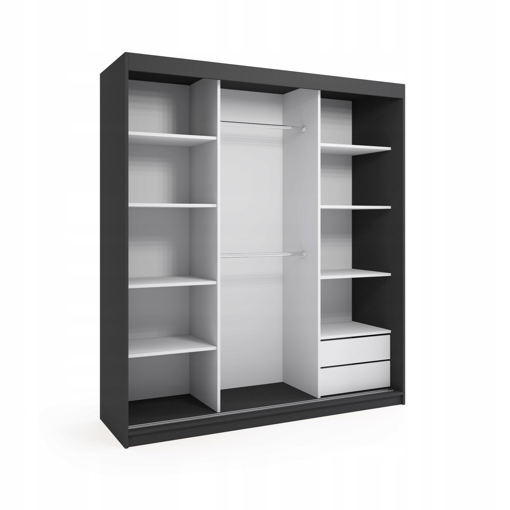 Szafa przesuwna trzydrzwiowa - MOLI Czarna 250 x 205 cm, 16 mm - obrazek 6