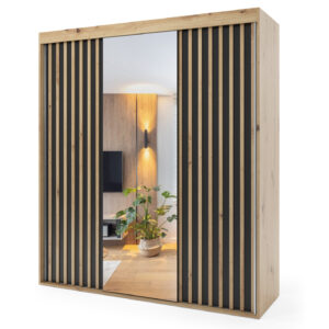 Szafa przesuwna trzydrzwiowa z lamelami - LIZBONA 240 x 215 cm, 18 mm