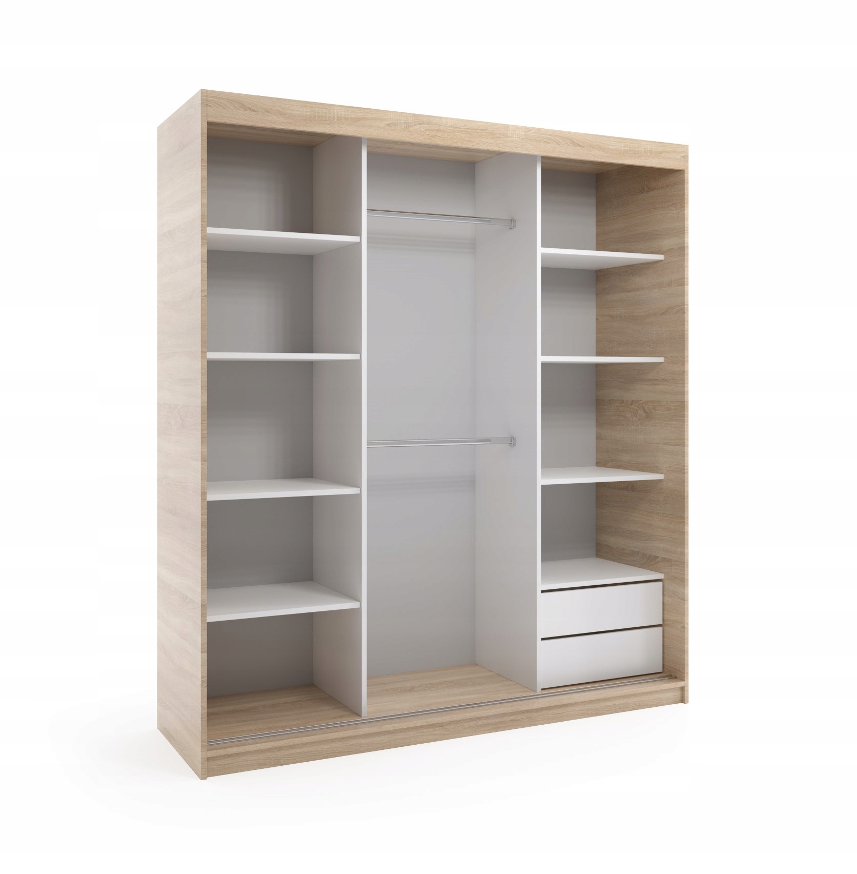 Szafa przesuwna trzydrzwiowa - MOLI Dąb Sonoma + Biały 210 x 205 cm, 16 mm - obrazek 7