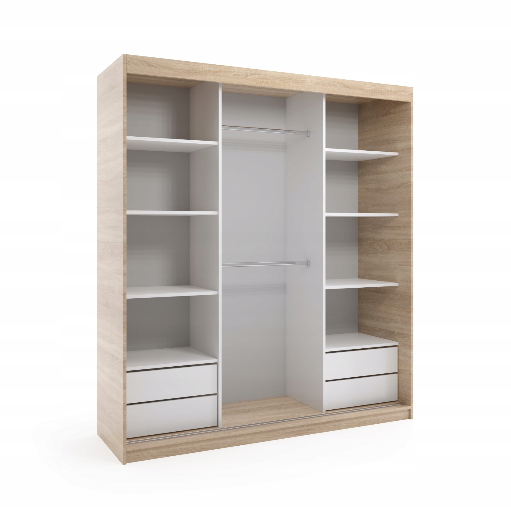 Szafa przesuwna trzydrzwiowa - MOLI Dąb Sonoma + Biały 210 x 205 cm, 16 mm - obrazek 5
